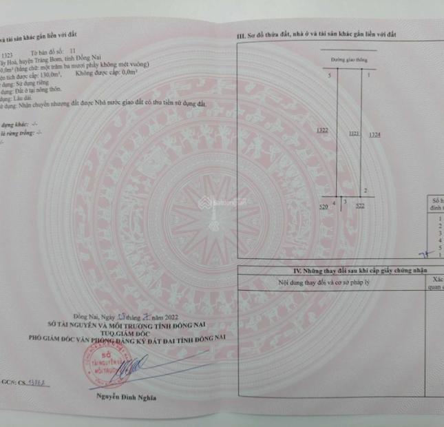 CHÍNH CHỦ BÁN ĐẤT ĐẸP NGAY KCN BÀU XÉO, TÂY HOÀ, TRẢNG BOM, ĐỒNG NAI.