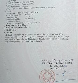 Chính chủ bán căn hộ chung cư Phường Tăng Nhơn Phú A, Quận 9
