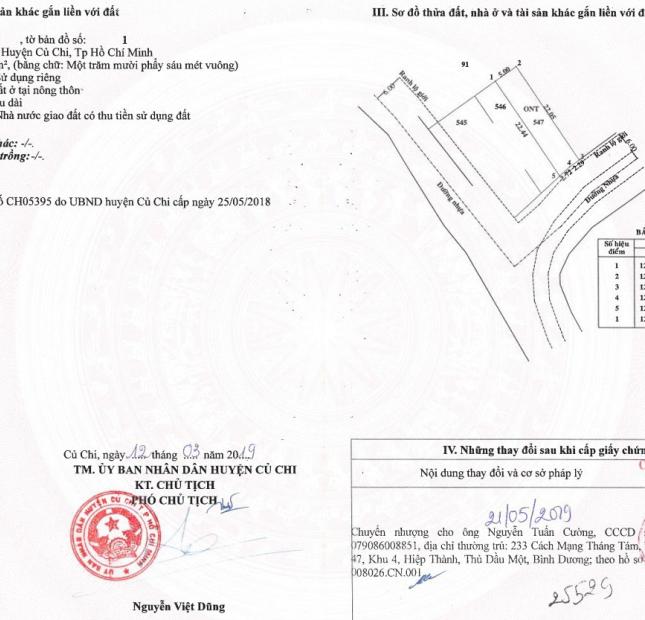 Mặt tiền, thổ cư 100%.111 m2, 2,21 tỷ, Hòa Phú , Củ Chi- TP.HCM