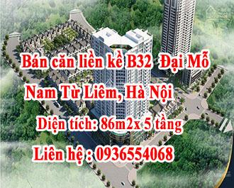 Bán căn liền kề B32 86m2 Đại Mỗ, Nam Từ Liêm, Hà Nội