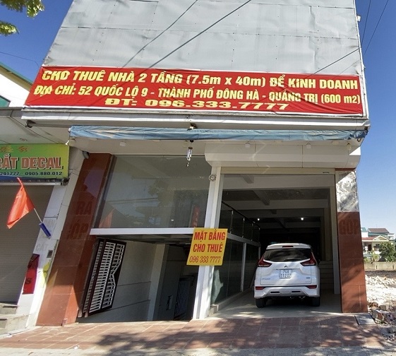 Cho thuê dài hạn nhà 52 QL9; P.1, TP.Đông Hà, Quảng Trị; 0963337777
