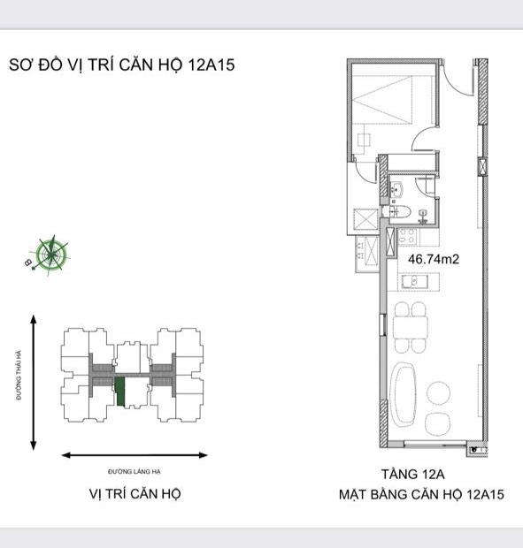 Bán căn 1 phòng ngủ duy nhất chung cư cao cấp Green Diamond 93 Láng Hạ, LH 0363 718 916