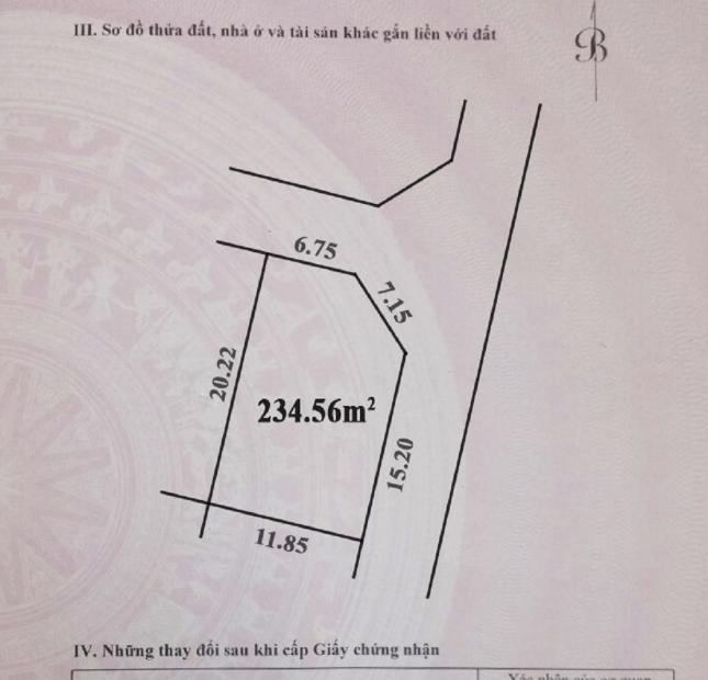 Bán lô góc 234m2 cực đẹp tại Khu đấu giá 31ha, Trâu Quỳ, Gia Lâm, Hà Nội. Lh 0926782459.