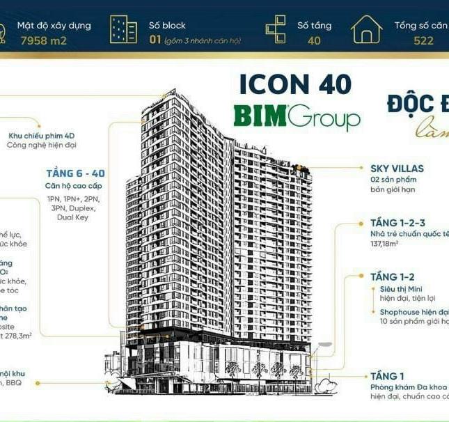 Đầu tư căn hộ cao cấp view biển dự án Icon 40 Hạ Long giá chỉ từ 1,4 tỷ 