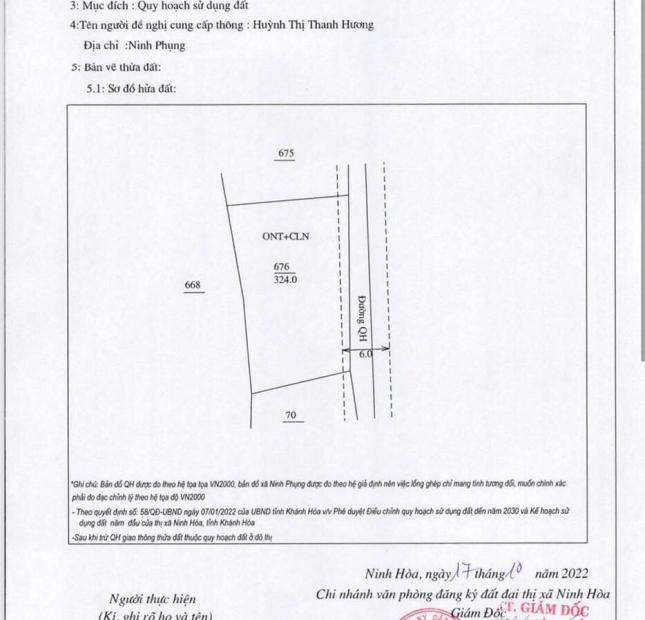 bán lô đất ngang 20 giá chỉ 1t1 đường ô tô Ninh Phụng Ninh Hoà lh 0962130297 H Hưng