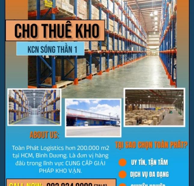 Cho thuê kho giá ưu đãi tháng 11 , 400m2 KCn Sóng Thần 1, Dĩ An, BD