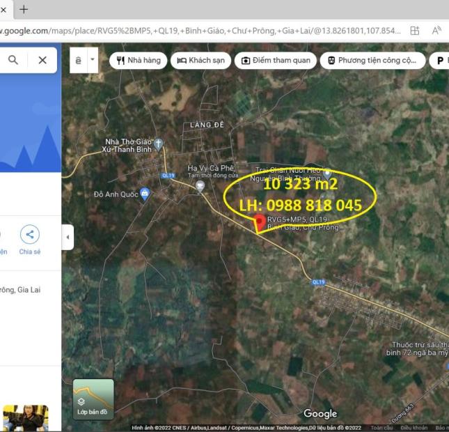 Thanh lý gấp đất xã Bình Giáo, huyện Chư Prông, Tỉnh Gia Lai - 10323m2, mặt QL 19. Miễn TG