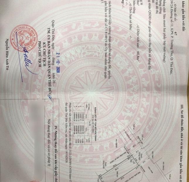 Bán Lô Đất Mặt tiền Hẻm 139 Đường Số 11 - Trường Thọ - Thành Phố Thủ Đức