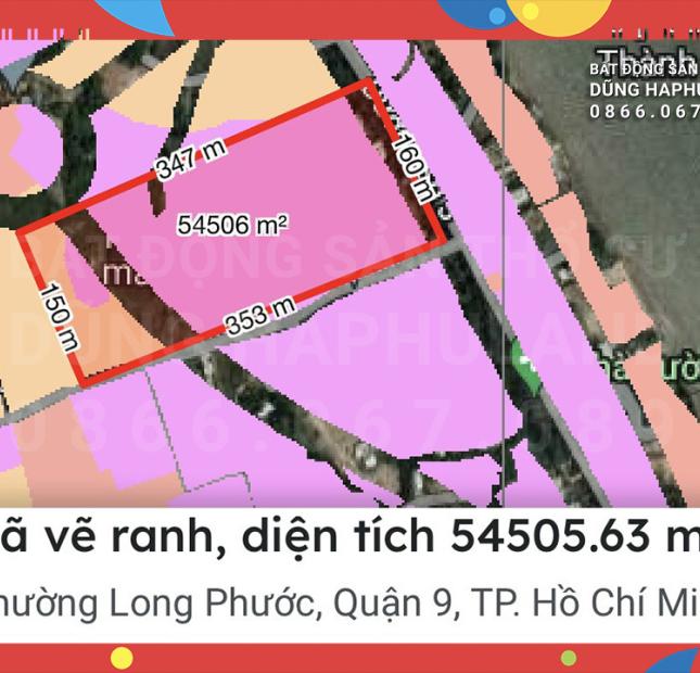 Nhỉnh 3 triệu 1m2. 54000m2 (5,4 HA) đất lô góc mặt tiền đường Cầu Đình, Q9