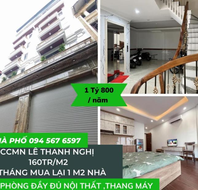 Bán CCMN phố Lê Thanh Nghị, 1 tháng mua lại được 1m2 đất, chỉ 160tr/m2