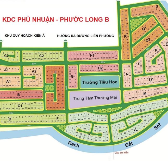 Chủ bán gấp các nền KDC Phú Nhuận, đường Liên Phường, Phước Long B, Q9 tiếp giáp 2 mặt sông thoáng mát