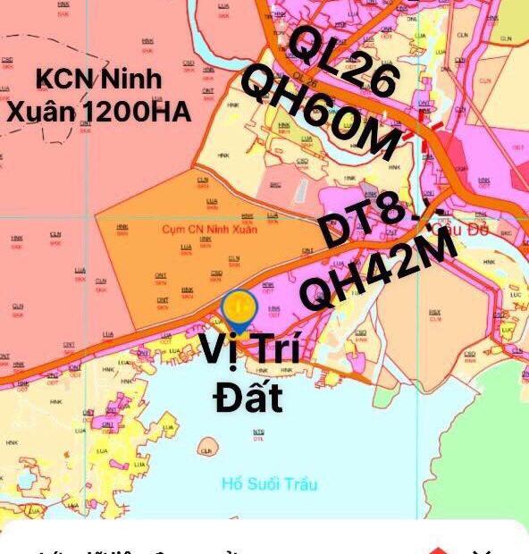 bán đất Vuông vắn thông ra 3 đương dt8 6 va ql26  cạnh hồ Suối Trầu Ninh Xuân Ninh Hoà lh