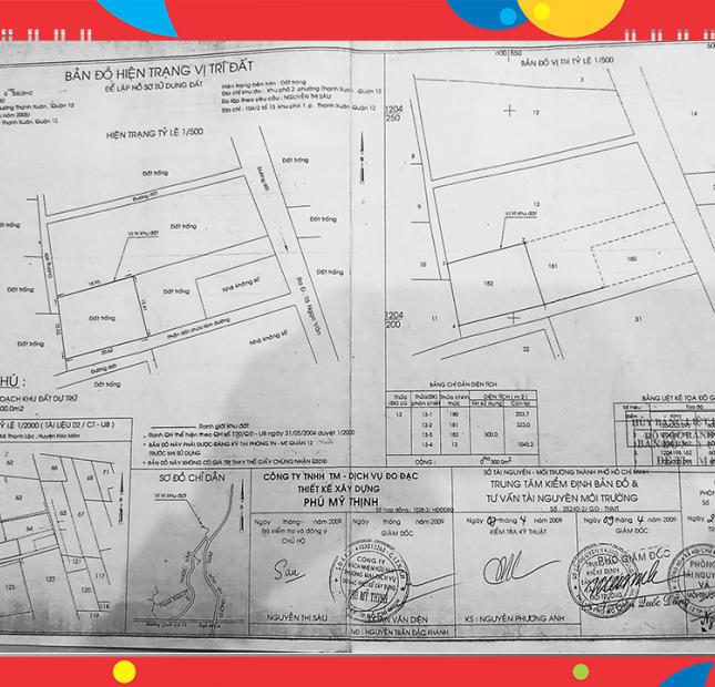 5,1 tỷ. 17 triệu/m2. 300m2 đất chính chủ. Gần đường Tô Ngọc Vân, Q12. 0866067089.