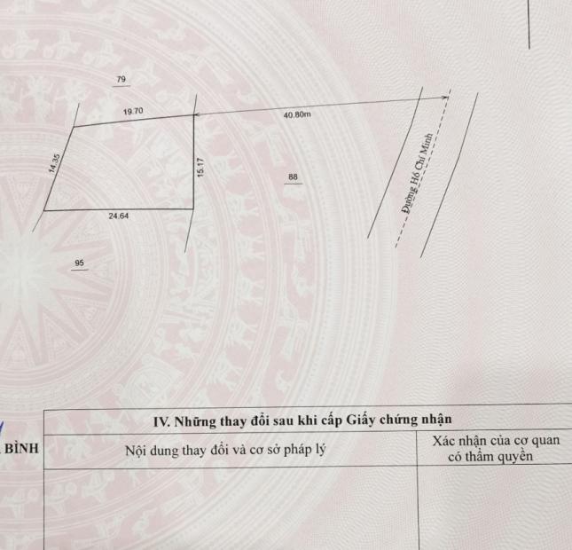 Sổ hồng riêng,sử dụng gần 1000m2, mặt quốc lộ đường Hồ Chí Minh , kinh doanh