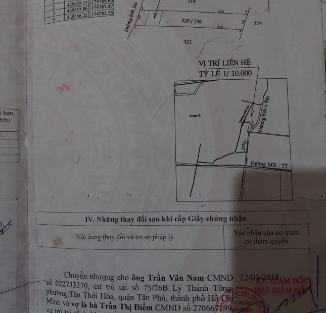 Chính Chủ Cần Bán  Đất Tại : Xã Tóc Tiên - Huyện Tân Thành - Tỉnh BR - VT