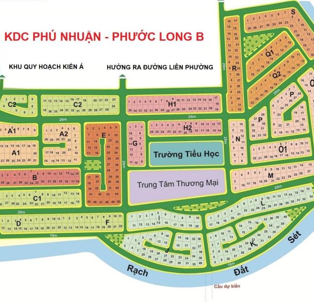 Chủ cần bán đất nền KDC Phú Nhuận, DT 15mx18m, giá 70tr/m2, đón nắng, phường PLB, TP.Thủ đức