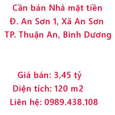 Cần bán Nhà mặt tiền Đường An Sơn 1, Xã An Sơn, Thành phố Thuận An, Bình Dương