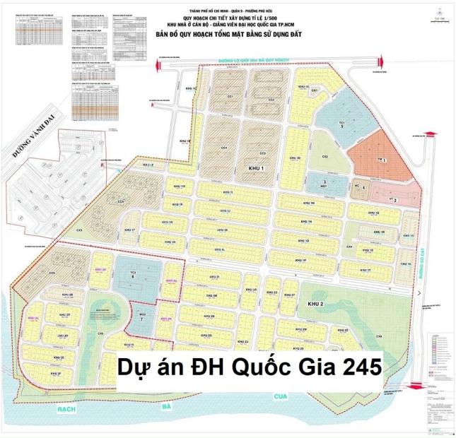 Chính chủ gửi bán đất dự án Đại Học Quốc Gia 245 đường Gò Cát và 882 phường Phú Hữu Quận 9