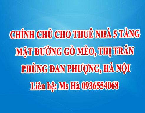 Chính chủ cho thuê nhà 5 tầng mặt đường Gò Mèo, thị trấn Phùng, Đan Phượng, Hà Nội
