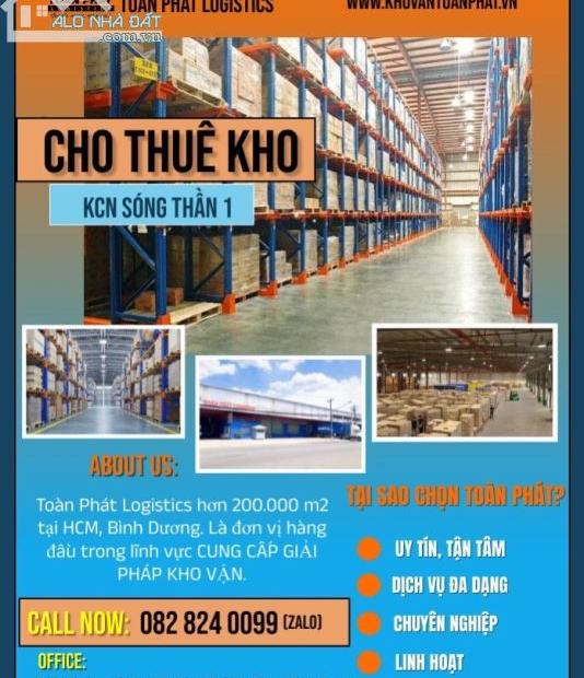 Cho thuê kho chứa hàng giá rẻ KCN Sóng Thần 1 Dĩ An, Bình Dương