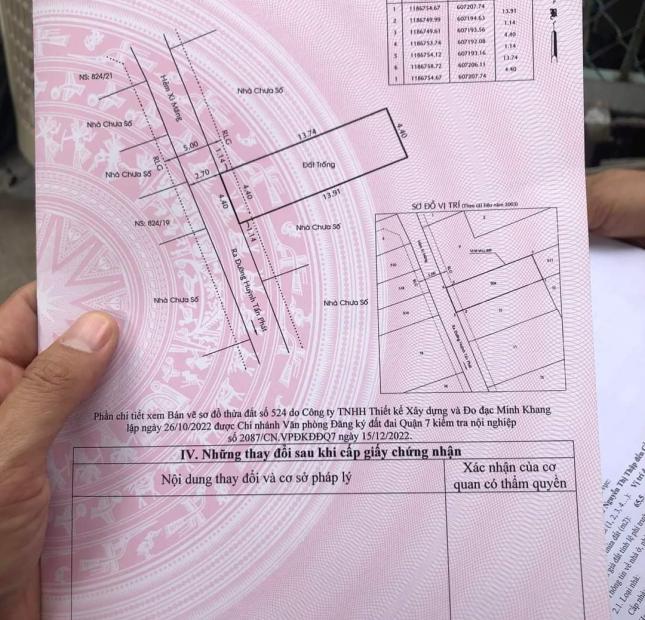 BÁN ĐẤT THỔ CƯ 65.5M2 – SÁT MT HUỲNH TẤT PHÁT – NGANG 4.4 DÀI 13.9 – SỔ ĐẸP HƠN HOA HẬU – KHU DÂN