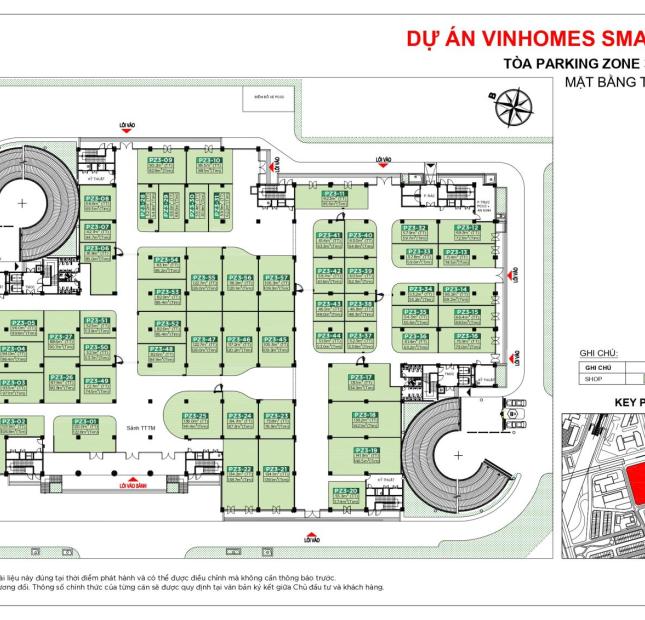 Cho thuê shop thương mại dịch vụ tầng 1 nhà xe nổi Parking Zone 3 Vinhomes Smart City