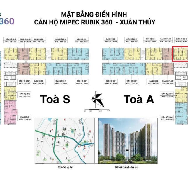 Chính chủ cần bán căn hộ cao cấp Mipec Rubik 360 đường Xuân Thủy căn góc 70m 2PN hướng N nhà đẹp