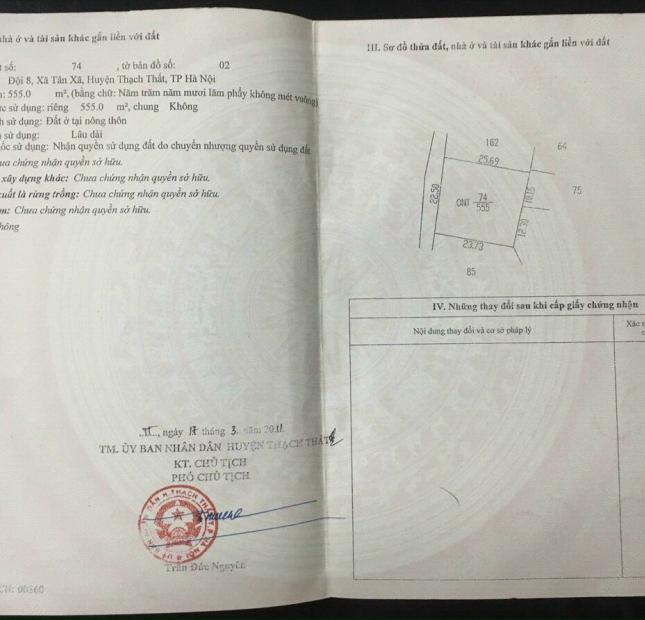 BÁN 555M ĐÁT ĐƯỜNG THÔNG THÔN 8 TÂN XÃ XÂY TRỌ ĐẸP