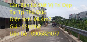 Cần Bán Lô Đất Vị Trí Đẹp Tại Tp Thủ Đức, Hồ Chí Minh