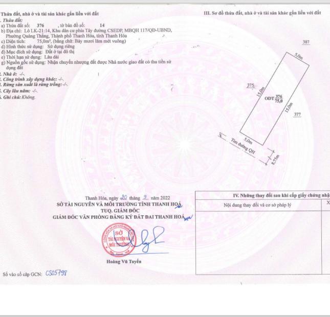 Chính chủ cần bán căn liền kề KĐT Xuân Hưng TP Thanh Hóa, Đã có sổ đỏ nhận nhà ở ngay