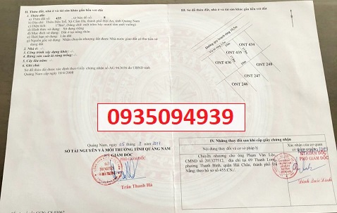 Bán đất đường Bến Trễ 7, xã Cẩm Hà, Hội An, Quảng Nam; 2,7tỷ; 0935094939
