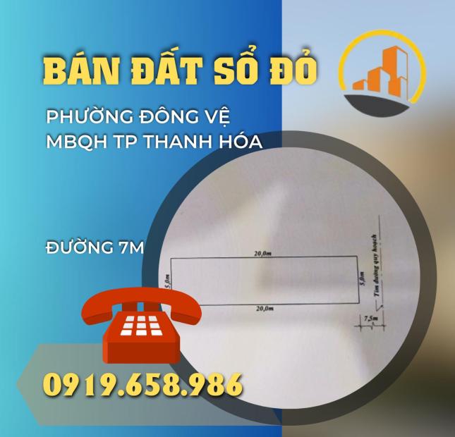 Bán đất sổ đỏ phường Đông Vệ giá chỉ 1,x tỷ, đường rộng 2 tô tránh nhau