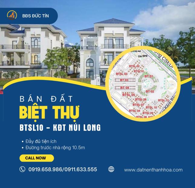 Bán đất biệt thự song lập BTSL10  KĐT Núi Long tp Thanh Hóa