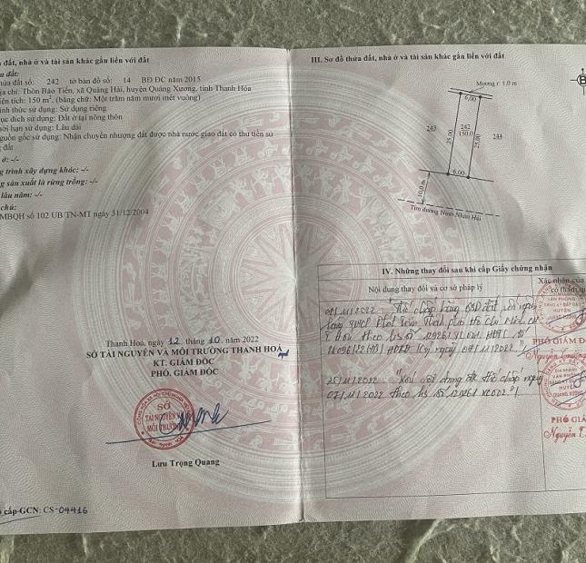 Sở Hữu Ngay Lô Đất Vị Trí Đắc Địa Tại thôn Bảo Tiến,xã Quảng Hải,huyện Quảng Xương,tỉnh Thanh Hóa