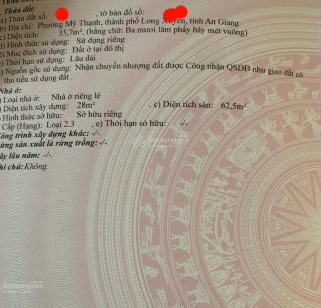 Chính chủ cần bán nhà kiên cố dưới 1 tỷ phường Mỹ Thạnh, An Giang