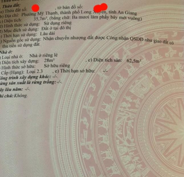 Nhà kiên cố dưới 1 tỷ phường Mỹ Thạnh Long Xuyên, An Giang