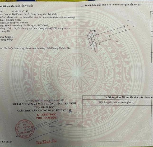 CHÍNH CHỦ BÁN NHANH LÔ ĐẤT Đẹp Vị Trí Đắc Địa Tại huyện Càng Long - Trà Vinh