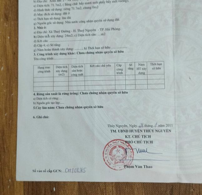 ▪️Cần bán lô đất đẹp tại Xóm Bấc 2 - Thuỷ Đường - Thuỷ Nguyên - HP ▪️Diện tích: 71,7m ▪️Đường thông,
