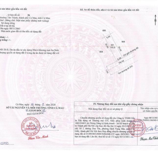 BÁN NHANH nền thổ cư vị trí đẹp tại KĐT Happy Home, phường Tân Thành, TP Cà Mau