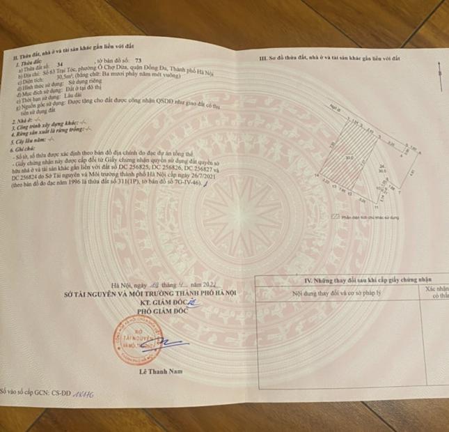 Chính chủ cần bán gấp căn nhà tại địa chỉ 63 ngõ Trại Tóc, ô Chợ Dừa, Đống Đa, Hà Nội.