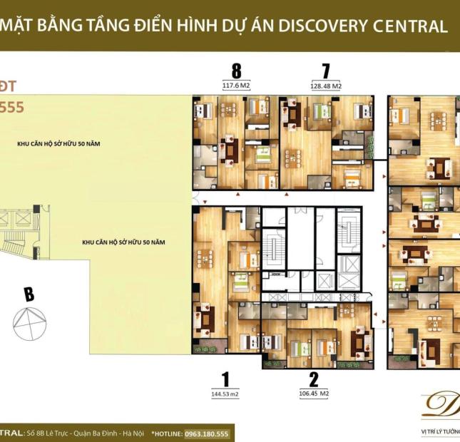 Danh sách mở bán các căn hộ 1 - 2 - 3 phòng ngủ trực tiếp  chủ đầu tư discovery central 