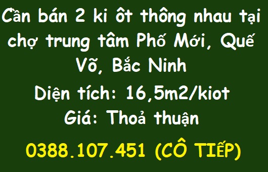 Cần bán 2 ki ôt thông nhau tại chợ trung tâm Phố Mới, Quế Võ, Bắc Ninh; 0388107451