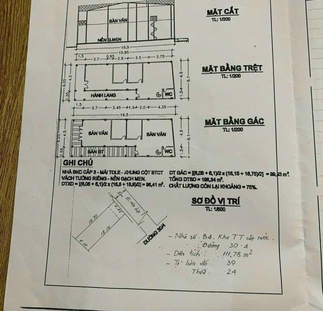 Bán nhà trệt trục chính KDC số 5 , đường 30/4 , phường Hưng Lợi