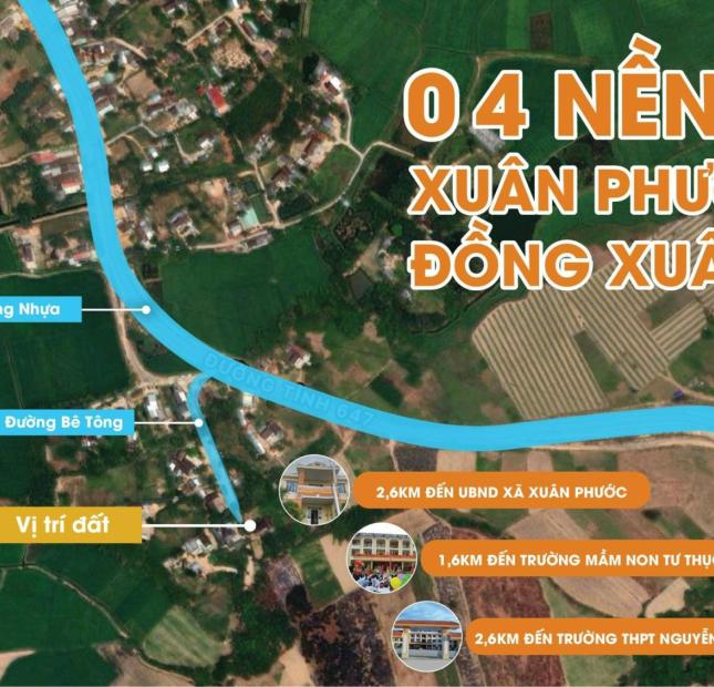Duy nhất lô đất đẹp Xuân Phước Đồng Xuân 209m2 giá rẻ chỉ 322 triệu có sổ hồng lâu dài gần DT 647