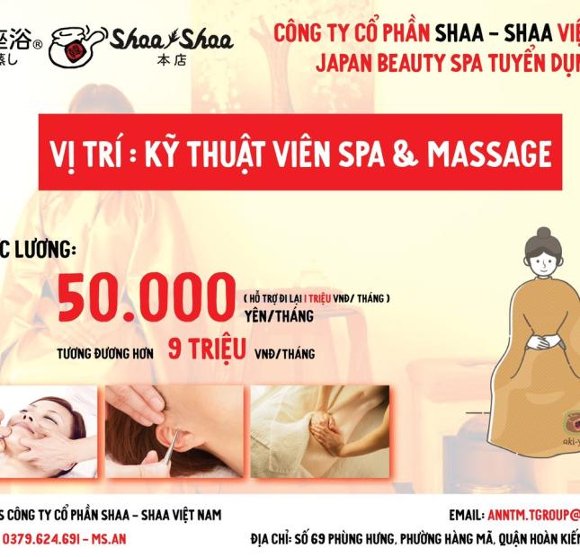 SHAA – SHAA TUYỂN DỤNG 05 KĨ THUẬT VIÊN SPA & MASSAGE