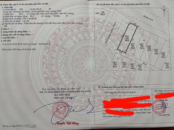 BÁN Ô GÓC 2 MẶT TIỀN HÀ KHÁNH A,P.CAO XANH. DT:84.5M2,MT:5M