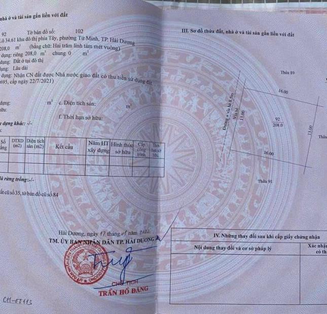 Bán gấp lô BT 34.61 Thiên Phú chỉ 5,83 Tỷ