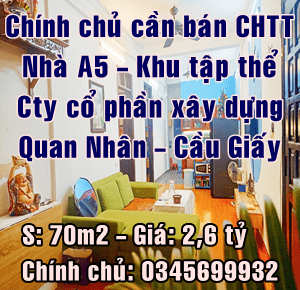 Bán căn hộ chung cư tại Đường Quan Nhân, Cầu Giấy,  Hà Nội diện tích 70m2  giá 2.6 Tỷ