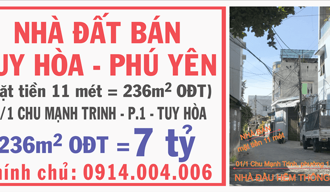 Bán nhà riêng tại Đường Chu Mạnh Trinh, Tuy Hòa,  Phú Yên diện tích 236m2  giá 7 Tỷ