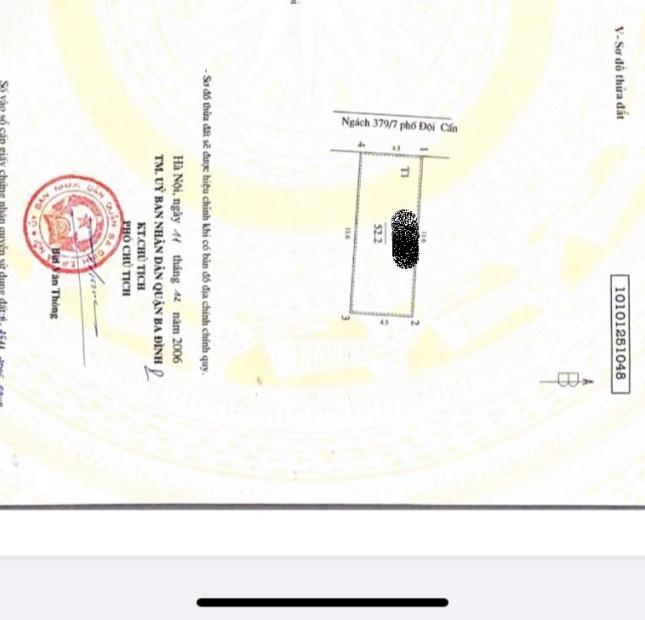 Bán Nhà Phân Lô - Ngõ 379 Đội Cấn - Ba Đình 52m2, 4 tầng, MT 4.5m Giá 6.5 tỷ TL 